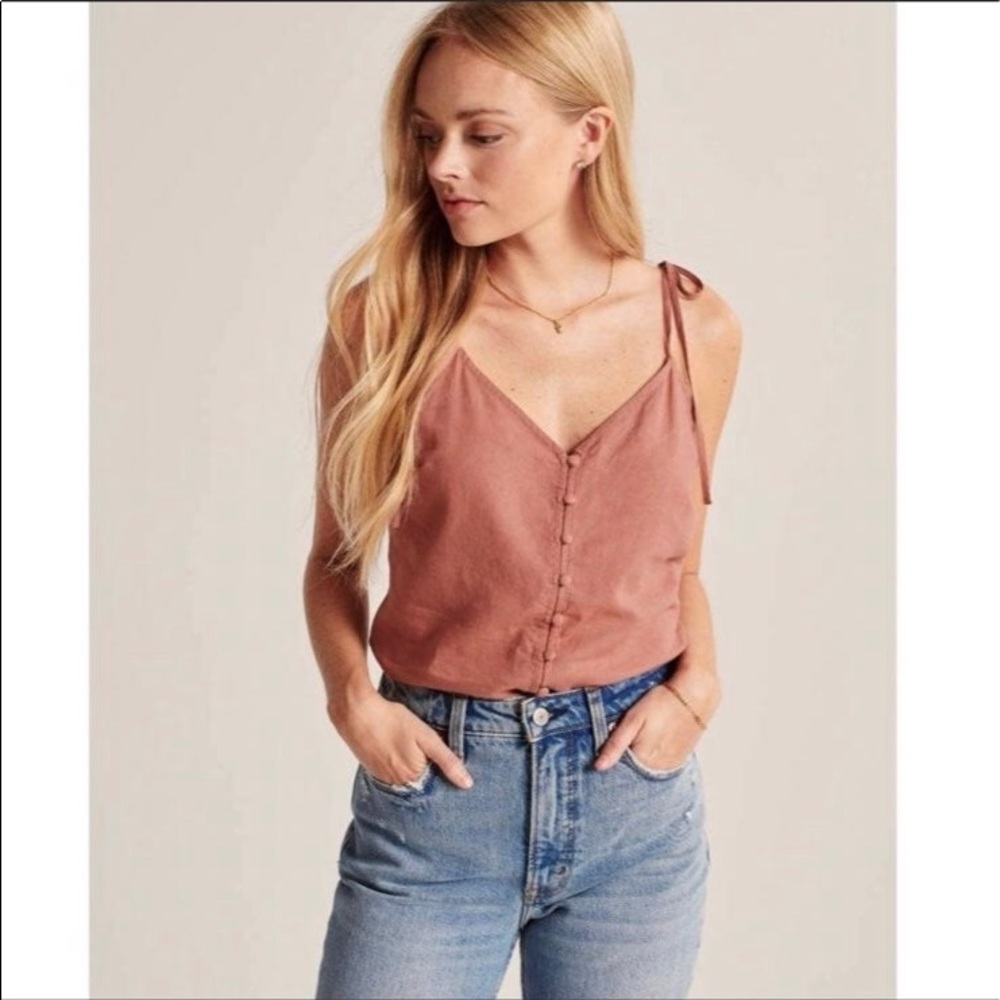 Linen-Blend Button-Up Cami